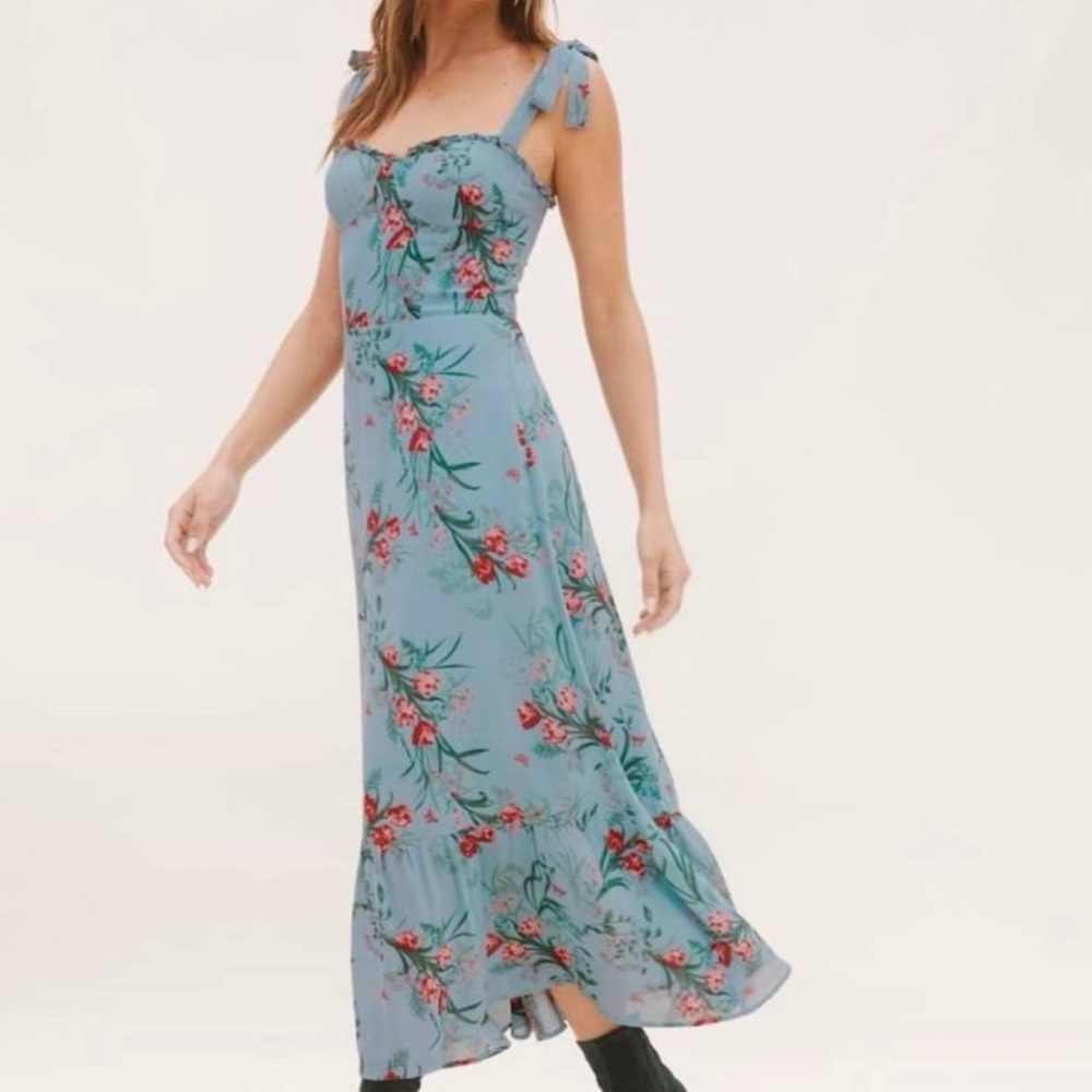 Reformation Nadira Dress Leona Print Blue Pink Floral Size 2